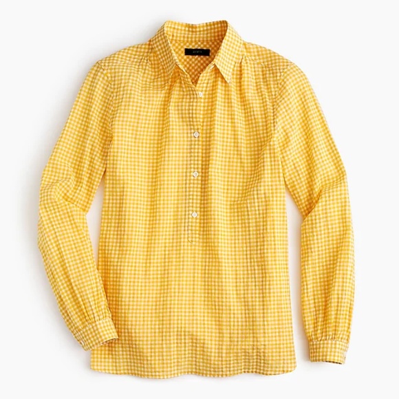 J. Crew Tops - J. CREW | Gathered Popover Shirt in Microgingham